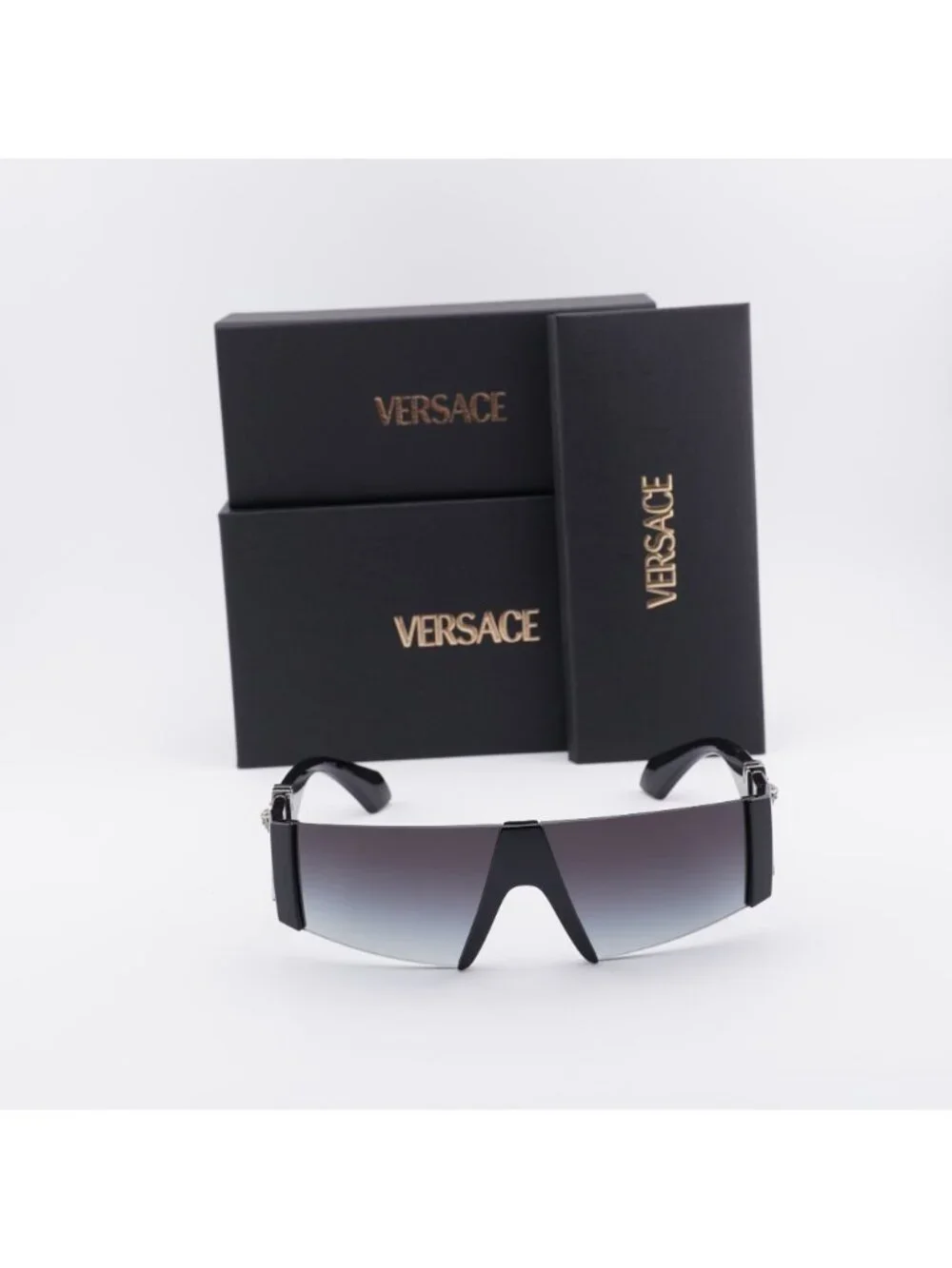 Versace VE4516 GB1/8G Shield Sunglasses – Black / Grey